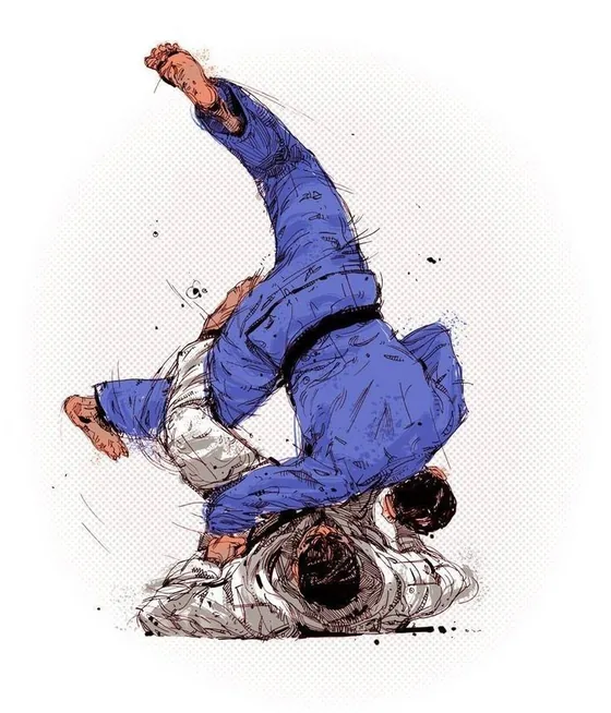 Projection uchimata, illustration couleur